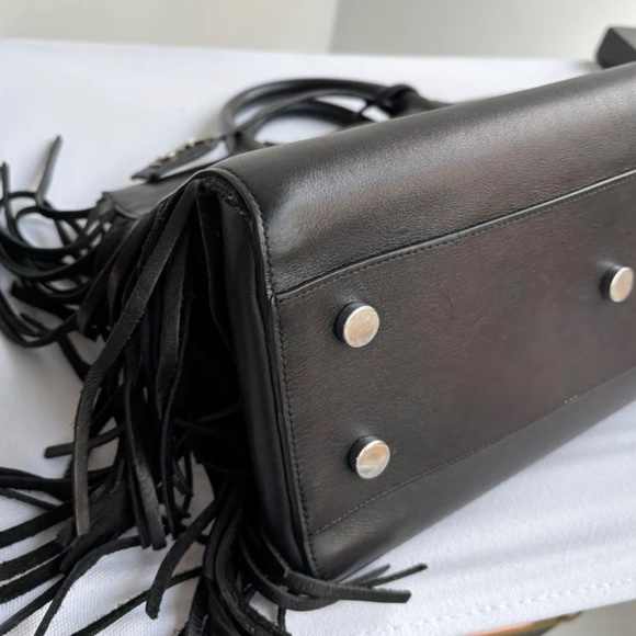 Authentic Saint Laurent Black Fringe Rive Gauche Cabas - Picture 7 of 14